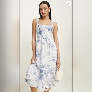 Reformation Blue and White Floral Midi Dress